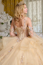 V-Neck Ruffled Ball Gown by Elizabeth K GL3648