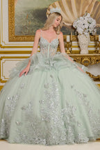 V-Neck Ruffled Ball Gown by Elizabeth K GL3649