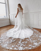 Glamouröse lange Meerjungfrauen-Brautkleider mit Spitzen-Applikationen