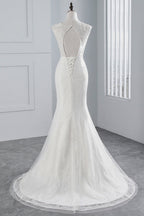 Glamouröses langes Meerjungfrauen-Brautkleid aus Tüll mit Applikationen und Spitze