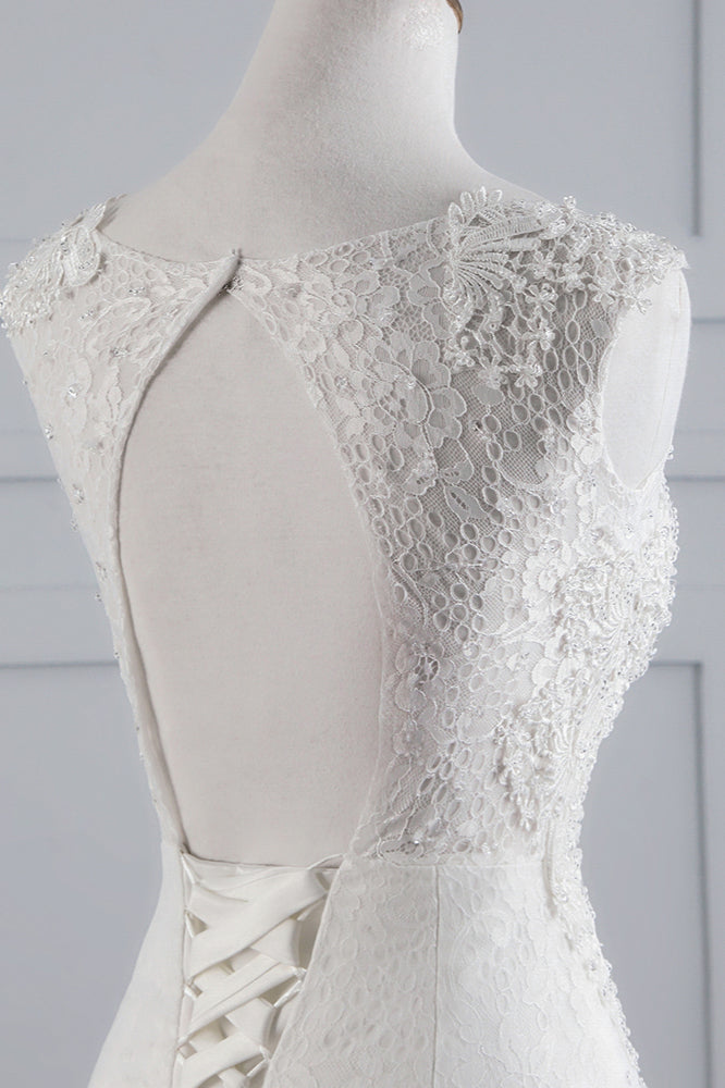 Glamouröses langes Meerjungfrauen-Brautkleid aus Tüll mit Applikationen und Spitze