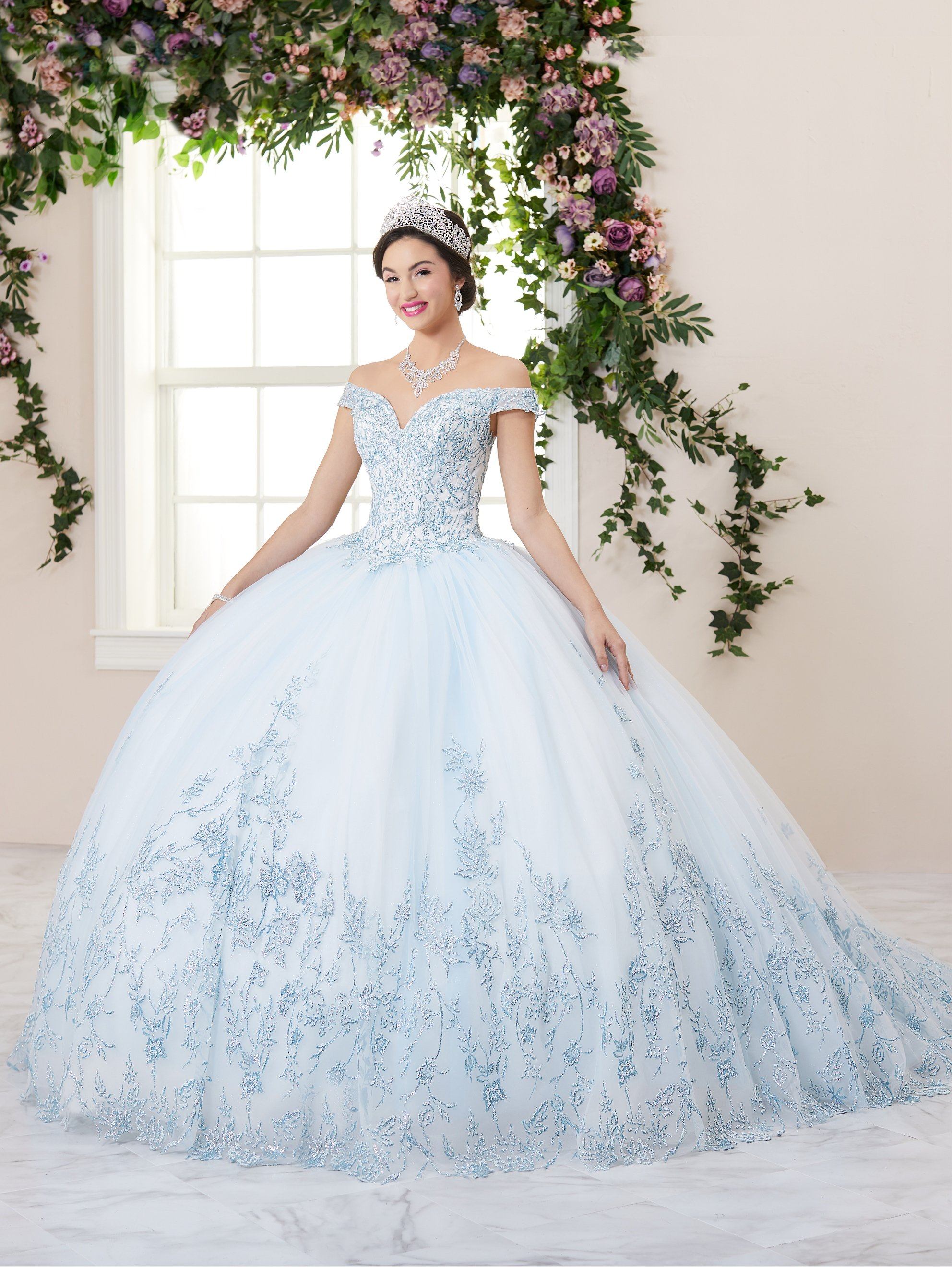 Glitter Applique Sweetheart Quinceanera Dress by House of Wu 26955