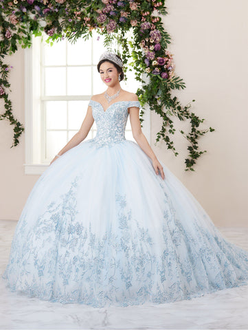 Quinceanera-Kleid mit Glitzerapplikation und Herzausschnitt von House of Wu 26955