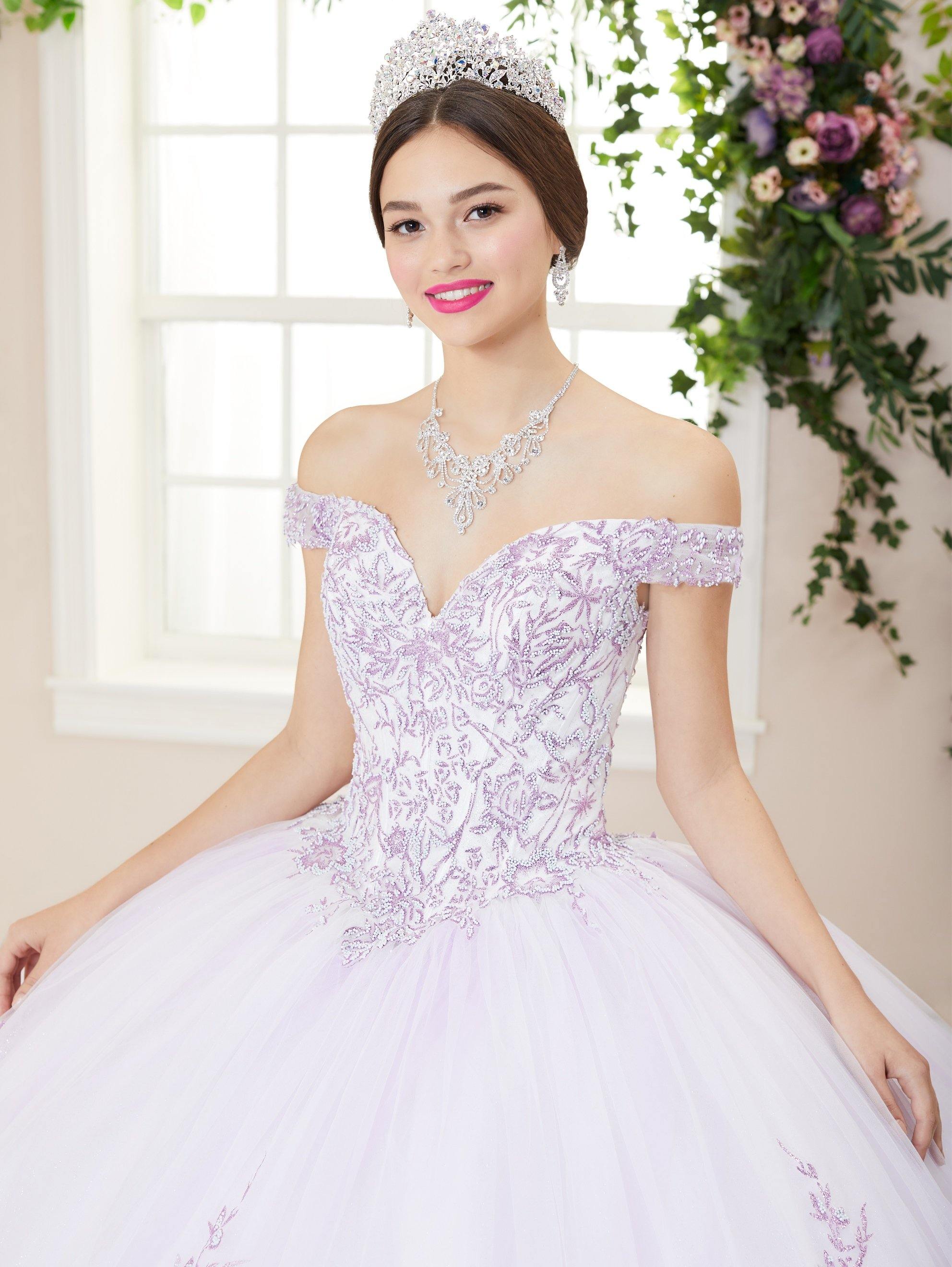 Glitter Applique Sweetheart Quinceanera Dress by House of Wu 26955