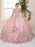 Abito da Quinceañera con Applique Luccicante a Cuore di House of Wu 26955