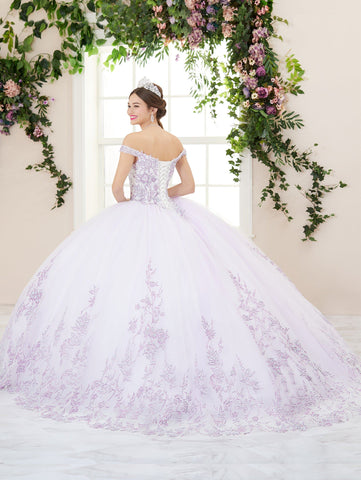 Quinceanera-Kleid mit Glitzerapplikation und Herzausschnitt von House of Wu 26955