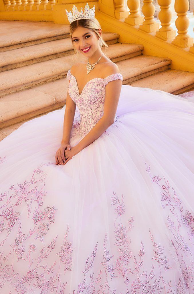 Glitter Applique Sweetheart Quinceanera Dress by House of Wu 26955