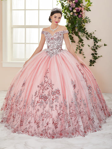 Quinceanera-Kleid mit Glitzerapplikation und Herzausschnitt von House of Wu 26955