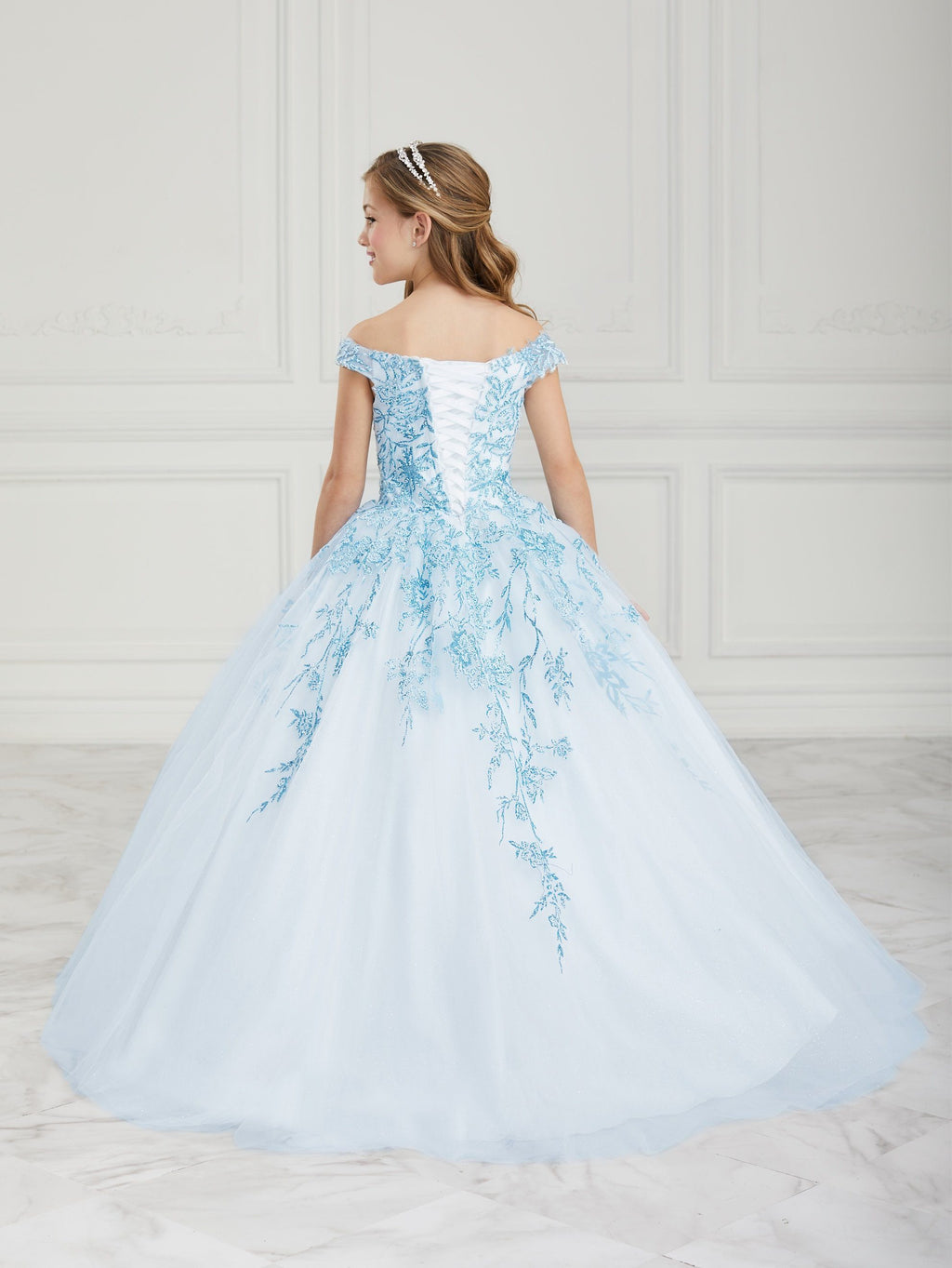 Glitter Applique Sweetheart Quinceanera Dress by House of Wu 26955