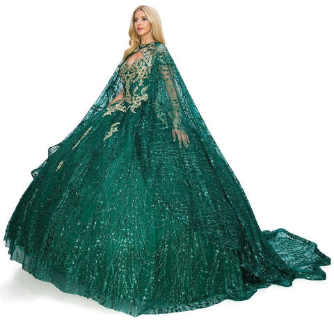 Ballkleid mit Glitzercape von Cinderella Couture 4201