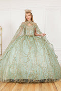 Robe de bal à cape pailletée par Cinderella Couture 4201