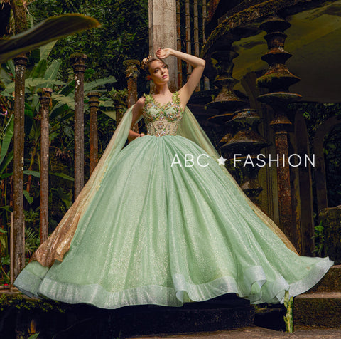 Glitzerndes Cape Quinceanera-Kleid von Ragazza EV29-629