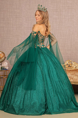 Glitzerndes Ballkleid mit Cape-Ärmeln von Elizabeth K GL3139