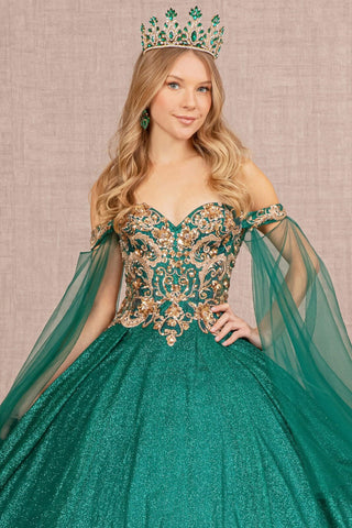 Glitzerndes Ballkleid mit Cape-Ärmeln von Elizabeth K GL3139
