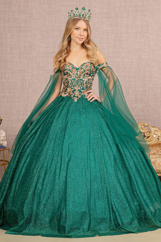 Glitzerndes Ballkleid mit Cape-Ärmeln von Elizabeth K GL3139