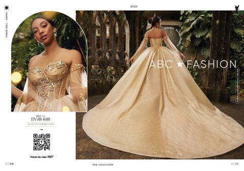 Glitzerndes Quinceanera-Kleid mit Cape-Ärmeln von Ragazza EV28-628