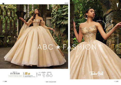 Glitzerndes Quinceanera-Kleid mit Cape-Ärmeln von Ragazza EV28-628