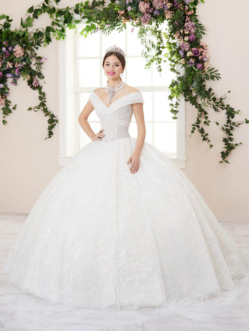 Glitzerndes schulterfreies Quinceanera-Kleid von House of Wu 26957