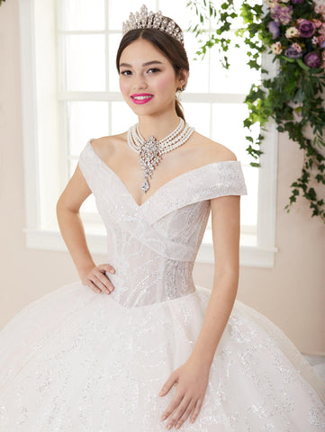 Glitzerndes schulterfreies Quinceanera-Kleid von House of Wu 26957