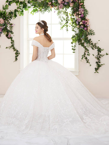 Glitzerndes schulterfreies Quinceanera-Kleid von House of Wu 26957