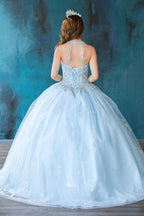 Glitter Print High Neck Quinceanera Dress by Calla SYL19002