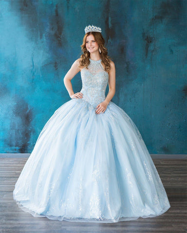 Quinceanera-Kleid mit Glitzer-Print und hohem Kragen von Calla SYL19002