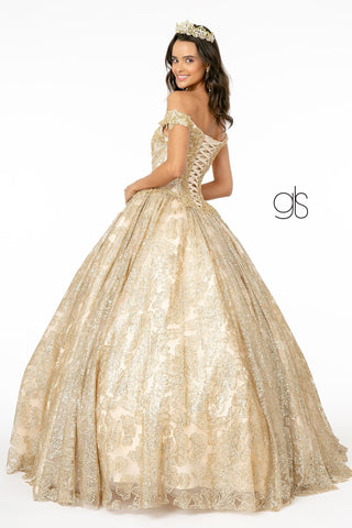 Schulterfreies Ballkleid mit Glitzerprint von Elizabeth K GL1820