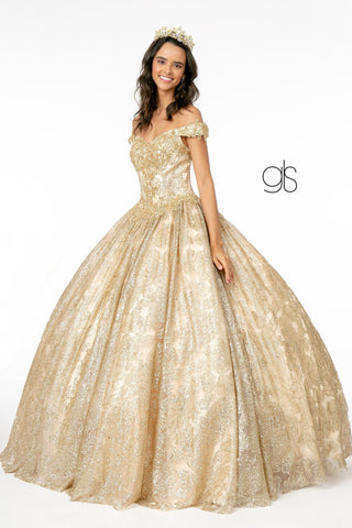Schulterfreies Ballkleid mit Glitzerprint von Elizabeth K GL1820