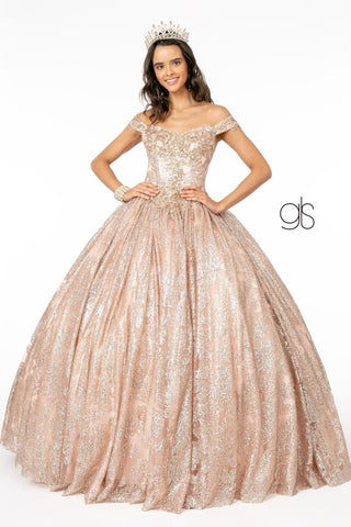 Schulterfreies Ballkleid mit Glitzerprint von Elizabeth K GL1820