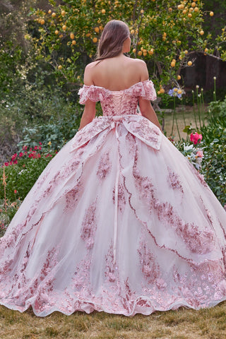 Schulterfreies Ballkleid mit Glitzerprint von Ladivine 15701