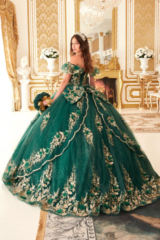 Schulterfreies Ballkleid mit Glitzerprint von Ladivine 15701