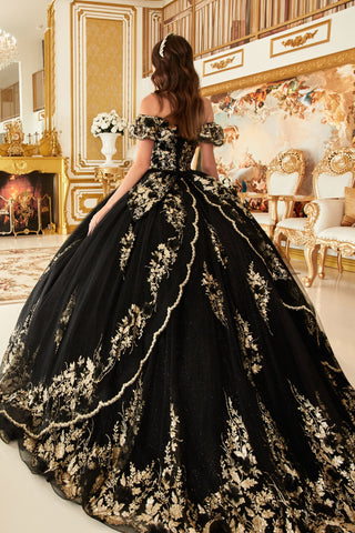 Schulterfreies Ballkleid mit Glitzerprint von Ladivine 15701