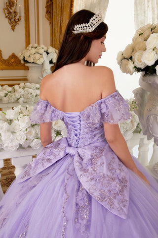 Schulterfreies Ballkleid mit Glitzerprint von Ladivine 15701