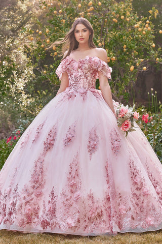 Schulterfreies Ballkleid mit Glitzerprint von Ladivine 15701