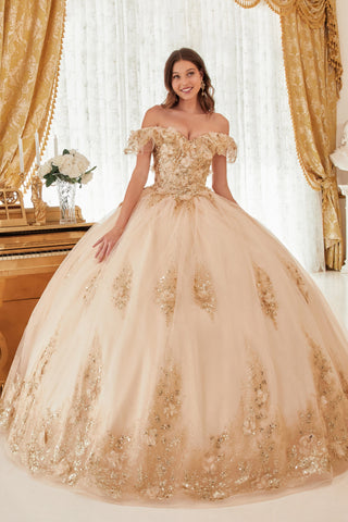 Schulterfreies Ballkleid mit Glitzerprint von Ladivine 15701