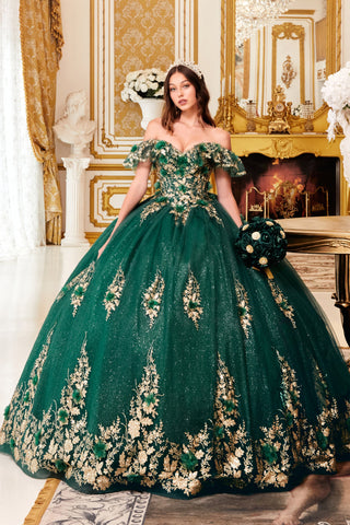Schulterfreies Ballkleid mit Glitzerprint von Ladivine 15701