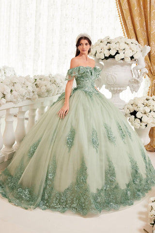Schulterfreies Ballkleid mit Glitzerprint von Ladivine 15701