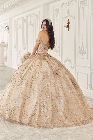 Schulterfreies Ballkleid mit Glitzerprint von Ladivine 15712
