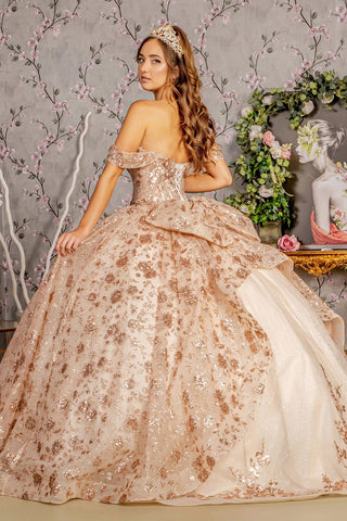 Ballkleid mit schulterfreiem Korsett und Glitzerprint von GLS Gloria GL3485
