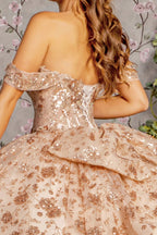 Vestido de baile com espartilho e estampado de glitter, ombro descoberto, da GLS Gloria GL3485