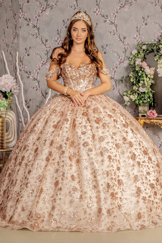 Ballkleid mit schulterfreiem Korsett und Glitzerprint von GLS Gloria GL3485