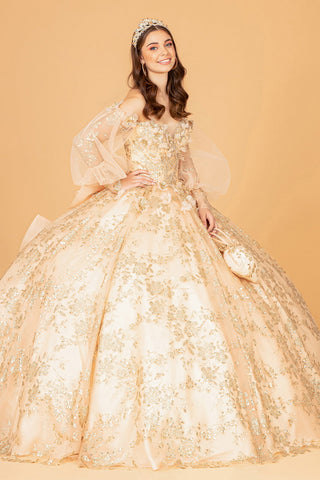 Ballkleid mit Puffärmeln und Glitzerprint von Elizabeth K GL3071