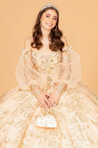 Ballkleid mit Puffärmeln und Glitzerprint von Elizabeth K GL3071