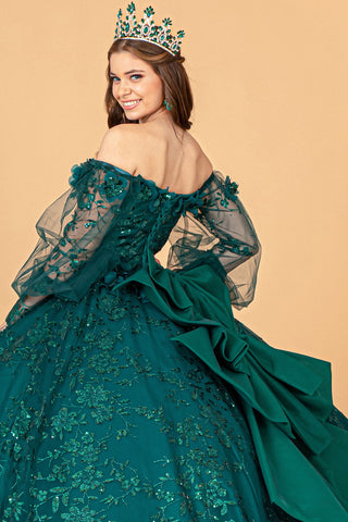 Ballkleid mit Puffärmeln und Glitzerprint von Elizabeth K GL3071