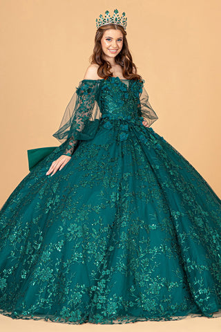 Ballkleid mit Puffärmeln und Glitzerprint von Elizabeth K GL3071