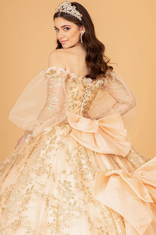 Ballkleid mit Puffärmeln und Glitzerprint von Elizabeth K GL3071