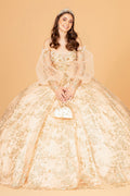 Robe de bal à manches bouffantes avec impression scintillante par Elizabeth K GL3071