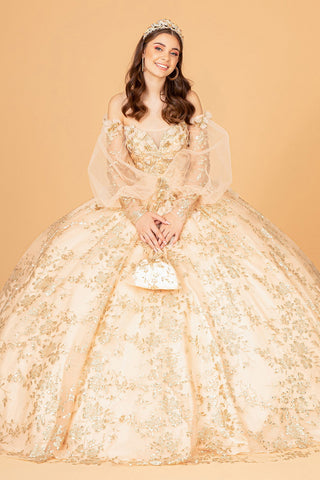 Ballkleid mit Puffärmeln und Glitzerprint von Elizabeth K GL3071