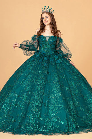 Ballkleid mit Puffärmeln und Glitzerprint von Elizabeth K GL3071
