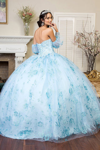 Trägerloses Ballkleid mit Glitzerprint von Elizabeth K GL1944